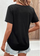 V Neck Black Short Sleeve T Shirt