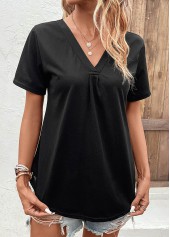 V Neck Black Short Sleeve T Shirt