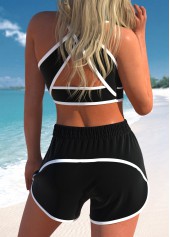 Quick Drying High Waisted Criss Cross Black Bikini Set