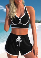 Quick Drying High Waisted Criss Cross Black Bikini Set