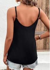 Black V Neck Button Camisole Top