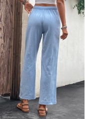 Light Blue Drawastring Pocket High Waisted Pants