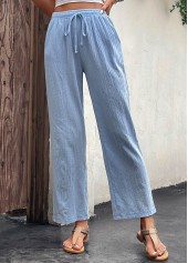 Light Blue Drawastring Pocket High Waisted Pants