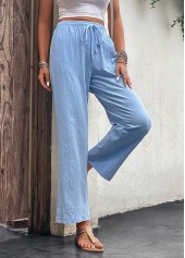 Light Blue Drawastring Pocket High Waisted Pants
