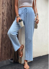 Light Blue Drawastring Pocket High Waisted Pants