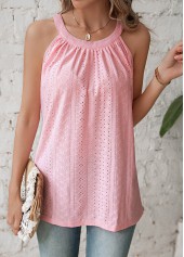 Pink Round Neck Sleeveless T Shirt