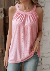 Pink Round Neck Sleeveless T Shirt