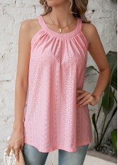 Pink Round Neck Sleeveless T Shirt
