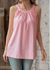 Pink Round Neck Sleeveless T Shirt