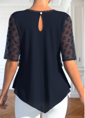 Layered Navy Short Sleeve Fake Two Piece Twinset