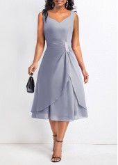 Heart Collar Asymmetry Grey Sleeveless Dress