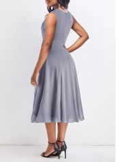 Heart Collar Asymmetry Grey Sleeveless Dress