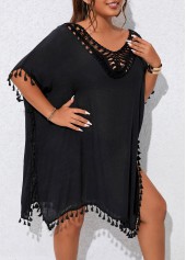 Black Plus Size Patchwork Cover Up
