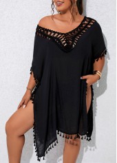 Black Plus Size Patchwork Cover Up