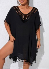 Black Plus Size Patchwork Cover Up