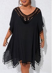 Black Plus Size Patchwork Cover Up