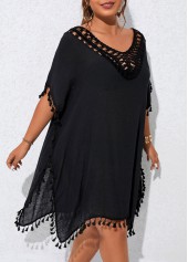 Black Plus Size Patchwork Cover Up