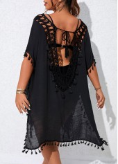 Black Plus Size Patchwork Cover Up
