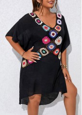 Black Plus Size Patchwork Cover Up