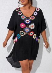 Black Plus Size Patchwork Cover Up