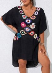 Black Plus Size Patchwork Cover Up