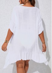 Patchwork White Plus Size Tassel Cover Up