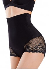 Lace Stitching Black High Waisted Panties