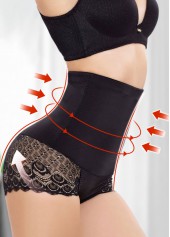 Lace Stitching Black High Waisted Panties
