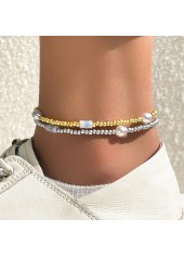 Pearl Beads Detail Multi Color Round Anklet Set