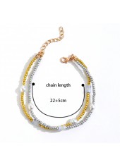 Pearl Beads Detail Multi Color Round Anklet Set