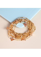 Beads Detail Layered Gold Butterfly Anklet Set