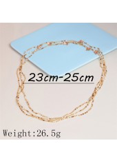 Beads Detail Layered Gold Butterfly Anklet Set