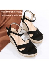 Open Toe Mid Heel Criss Cross Black Slippers