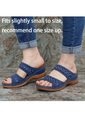 Hollow Blue Open Toe Falt Sliders