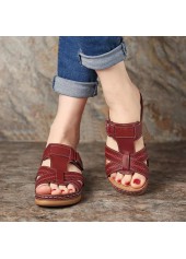 Open Toe Low Heel Brick Red Sliders