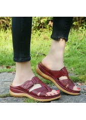 Open Toe Low Heel Brick Red Sliders