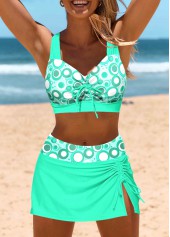 Mid Waisted Drawstring Mint Green Bikini Set