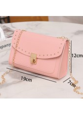 Pink Rivet Chains Turnlock Shoulder Bag