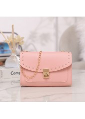Pink Rivet Chains Turnlock Shoulder Bag