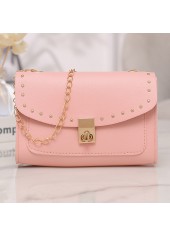Pink Rivet Chains Turnlock Shoulder Bag