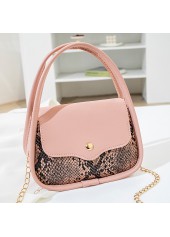 Snakeskin Print Chains Magnetic Pink Shoulder Bag