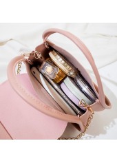 Snakeskin Print Chains Magnetic Pink Shoulder Bag