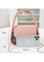 Snakeskin Print Chains Magnetic Pink Shoulder Bag