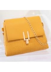 PU Material Yellow Chains Pushlock Shoulder Bag