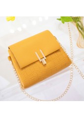 PU Material Yellow Chains Pushlock Shoulder Bag