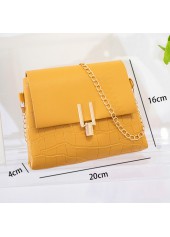 PU Material Yellow Chains Pushlock Shoulder Bag