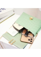 PU Material Mint Green Chains Pushlock Shoulder Bag