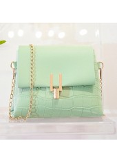 PU Material Mint Green Chains Pushlock Shoulder Bag