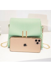 PU Material Mint Green Chains Pushlock Shoulder Bag