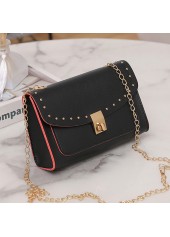 Black Rivet Chains Turnlock Shoulder Bag